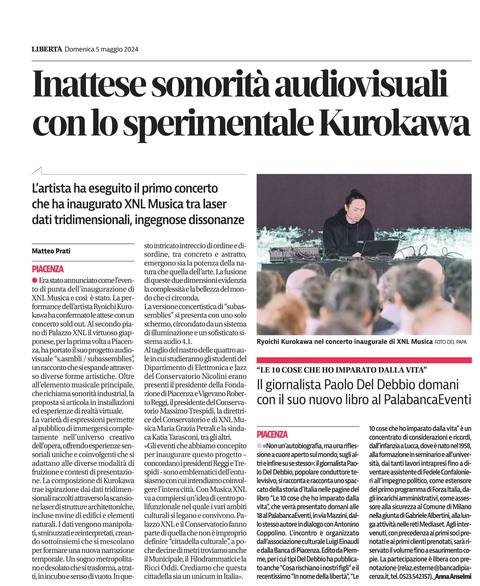 Libertà, 5 maggio 2024: «Inattese sonorità audiovisuali con lo sperimentale Kurokawa»