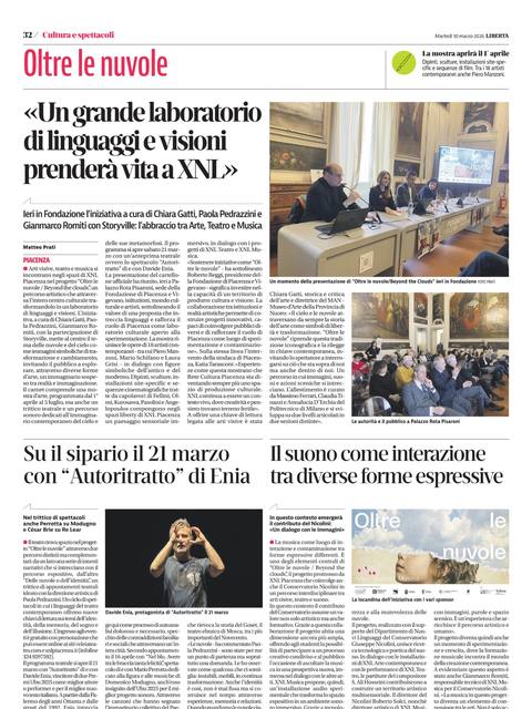 Libertà, 10 March 2026: «Un grande laboratorio di linguaggi e visioni prenderà vita a XNL»