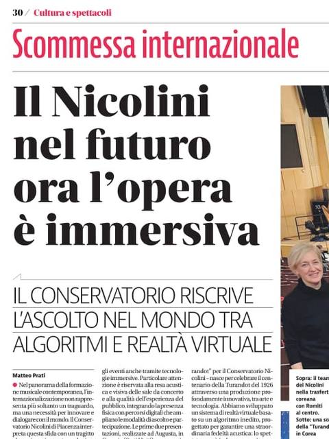Libertà, 14 April 2026, pages 30 and 31: “The Nicolini in the future: now opera is immersive”