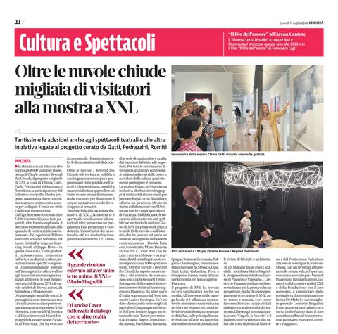 Libertà, 13 July 2026: «Oltre le nuvole chiude, migliaia di visitatori alla mostra a XNL»