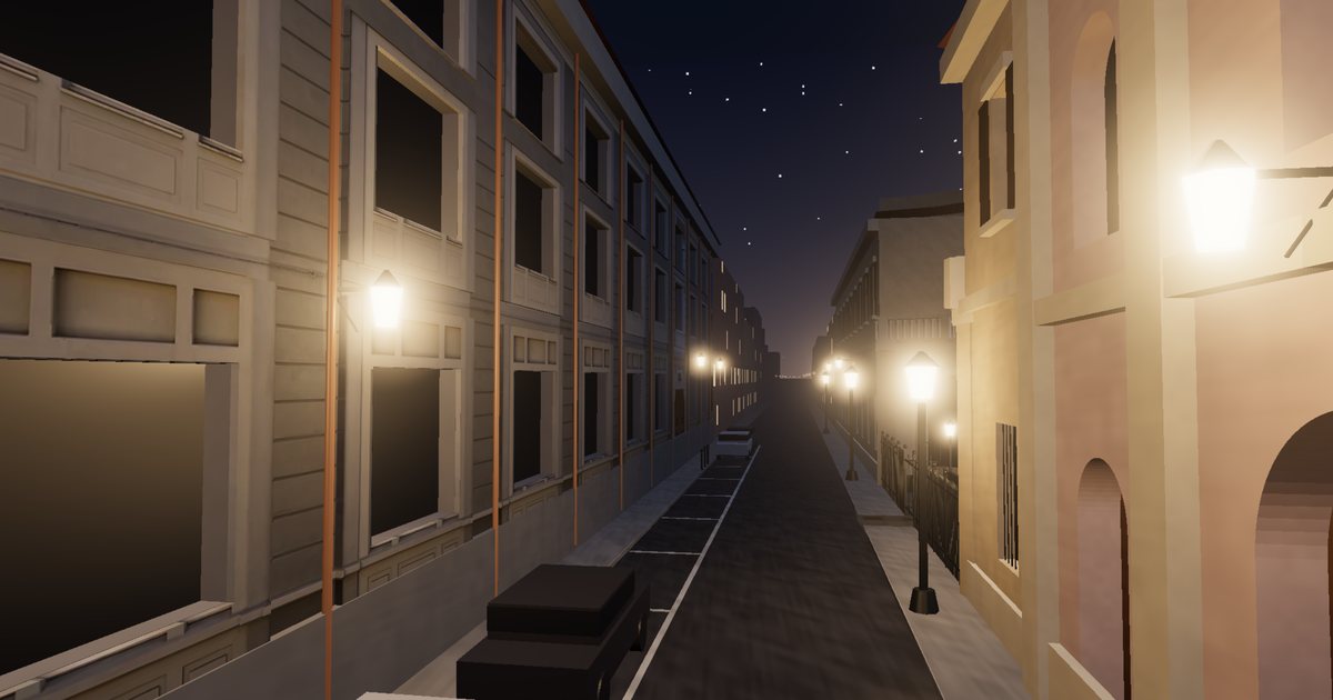 The XNL façade on via Santa Franca at night, rebuilt in 3D